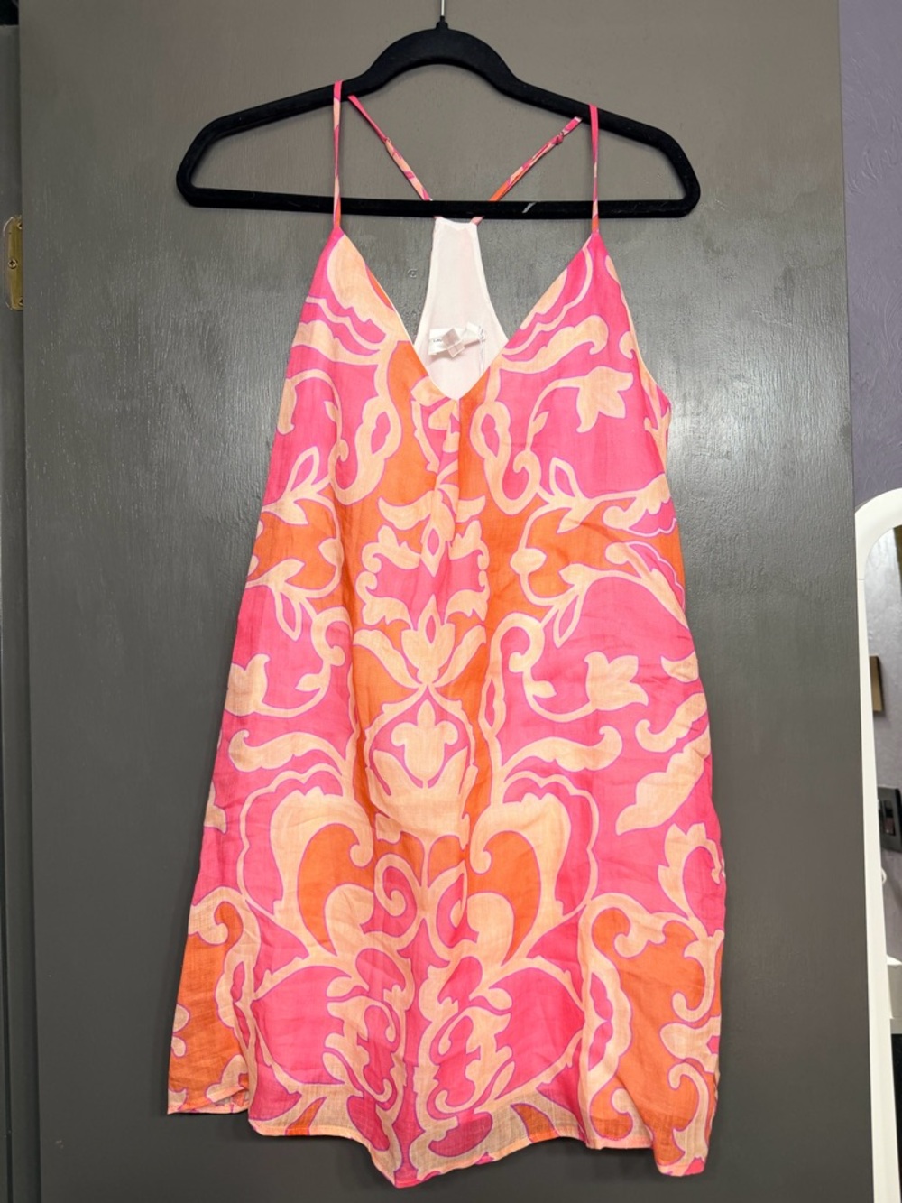 Lavender Brown light pink dress with orange accents